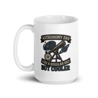 Astronomy dad mug with telescope graphic design.