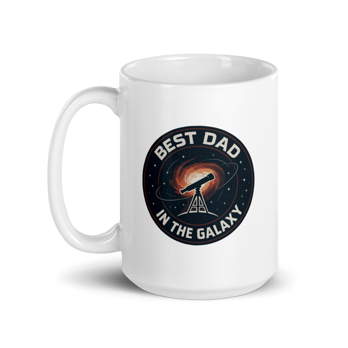 White mug with 'Best Dad in the Galaxy' design