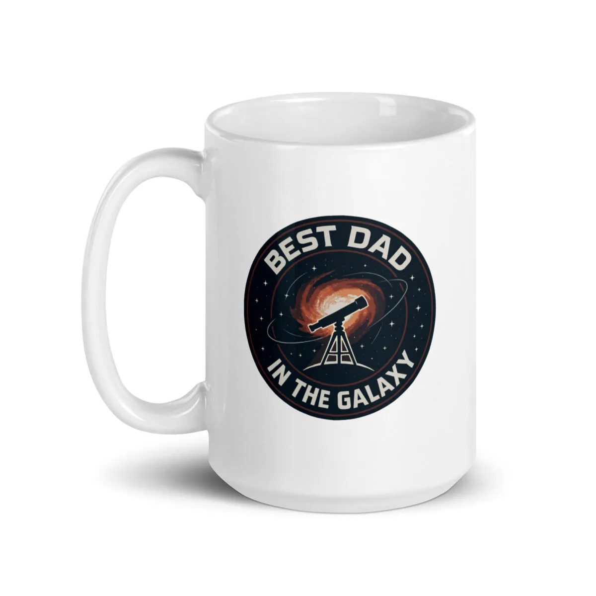 White mug with 'Best Dad in the Galaxy' design