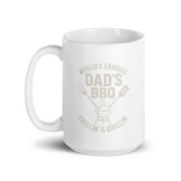 White mug with Dad's BBQ design.