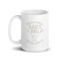 White mug with Dad's BBQ design.