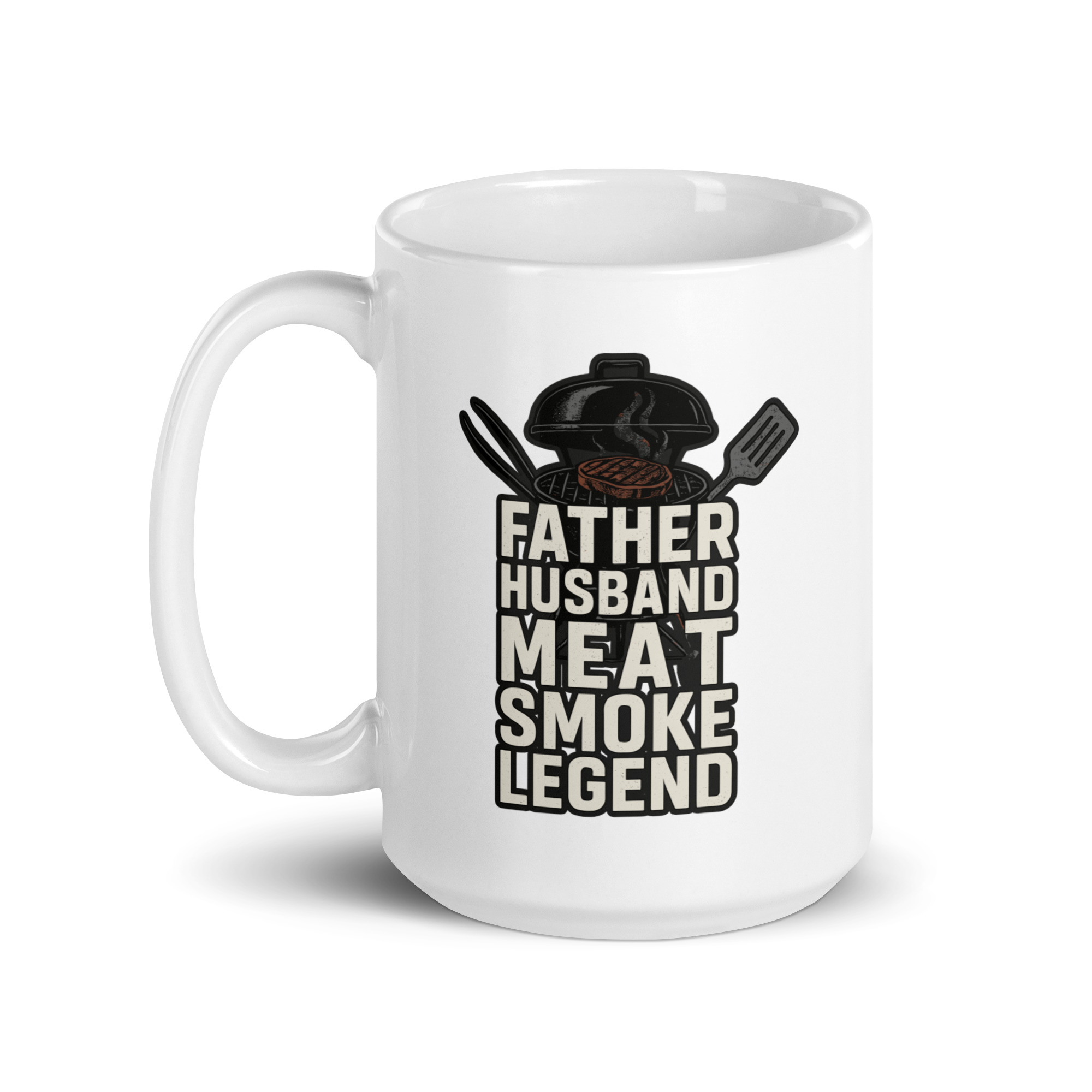 white-glossy-mug-white-15-oz-handle-on-left-68f1cff699c45.jpg Father. Husband. Meat. Smoke. Legend Ceramic Mug - Image 4
