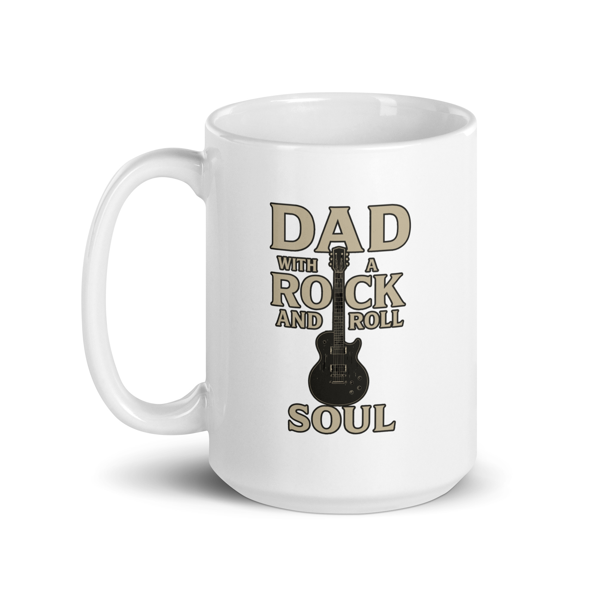 white-glossy-mug-white-15-oz-handle-on-left-68f1dfed11c41.jpg White mug with 'Dad with a rock soul' design.
