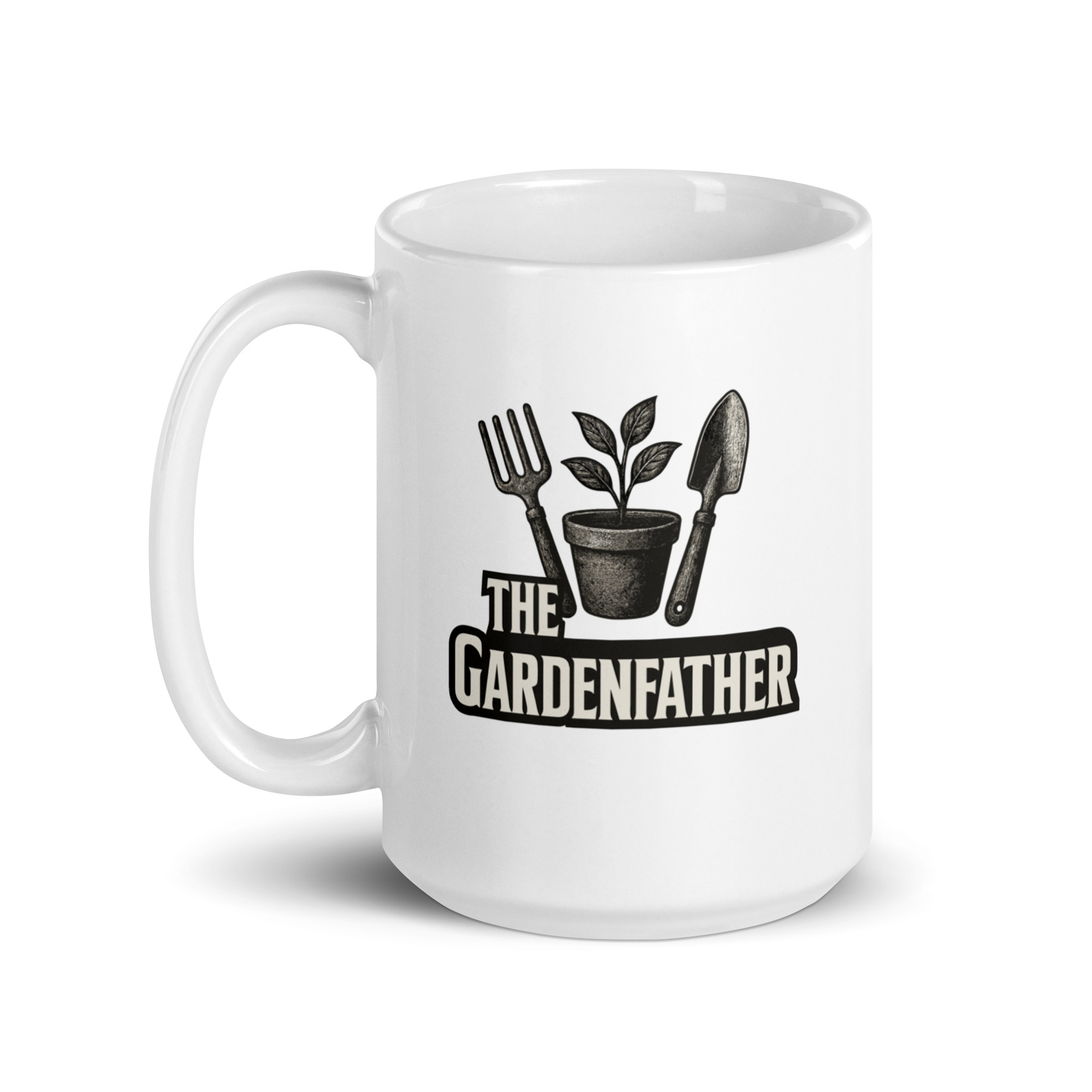white-glossy-mug-white-15-oz-handle-on-left-68f1f6a1b0a0f.jpg White mug with gardening design and text.