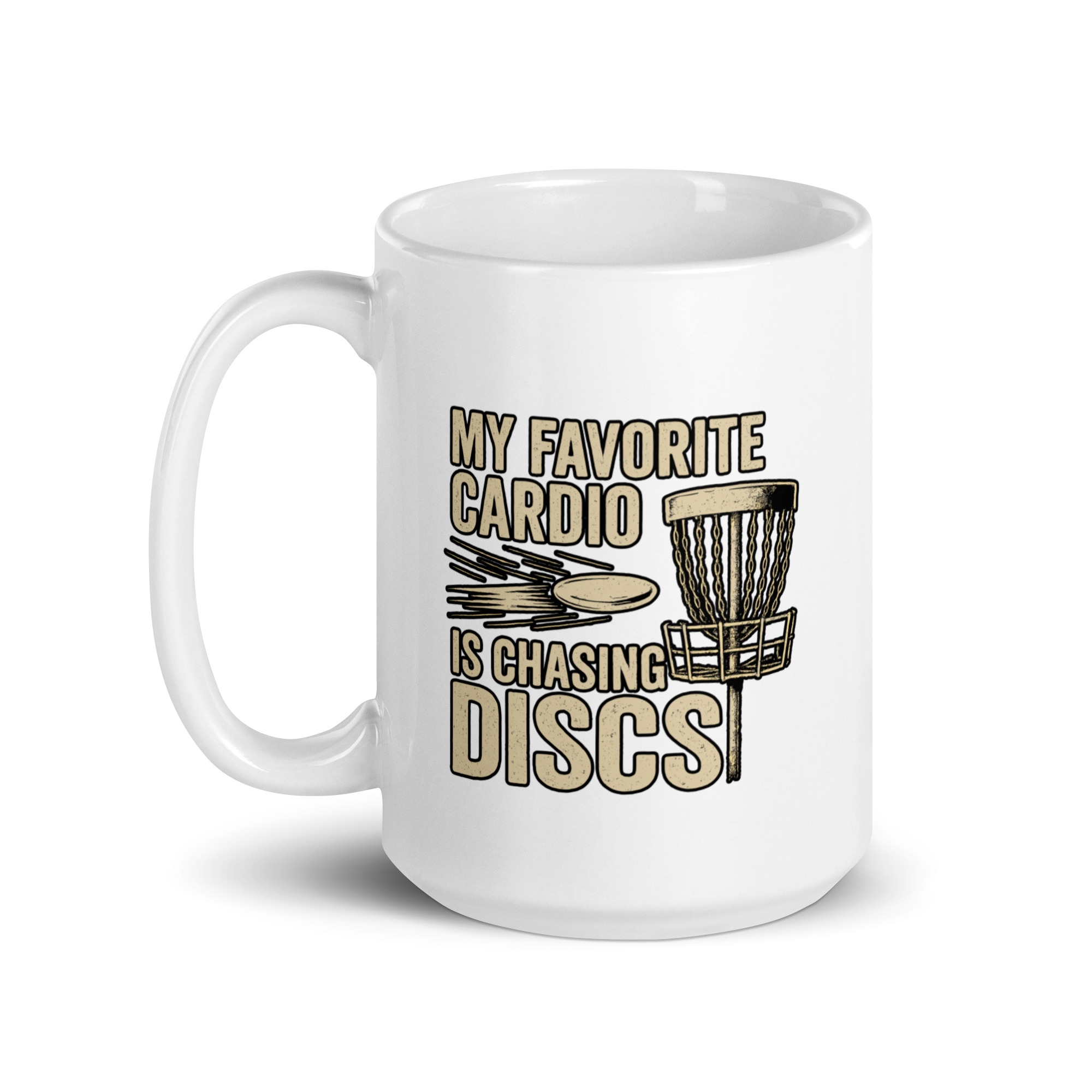 white-glossy-mug-white-15-oz-handle-on-left-68f61bf70e7cc.jpg Mug with disc golf slogan, creative design.