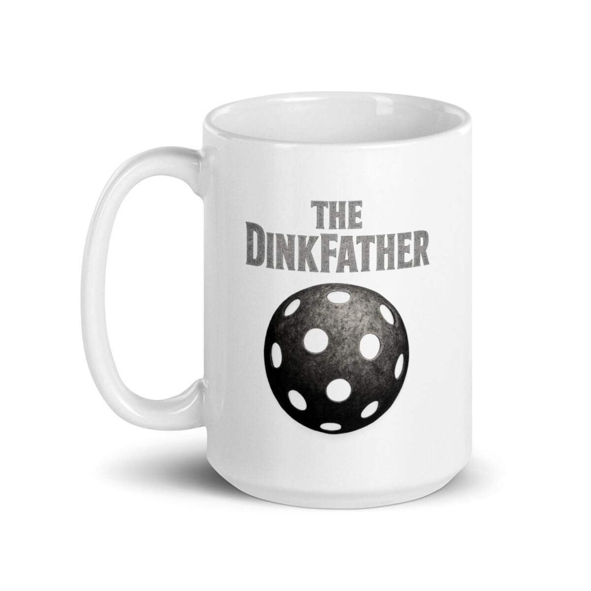White mug with 'The Dinkfather' design.