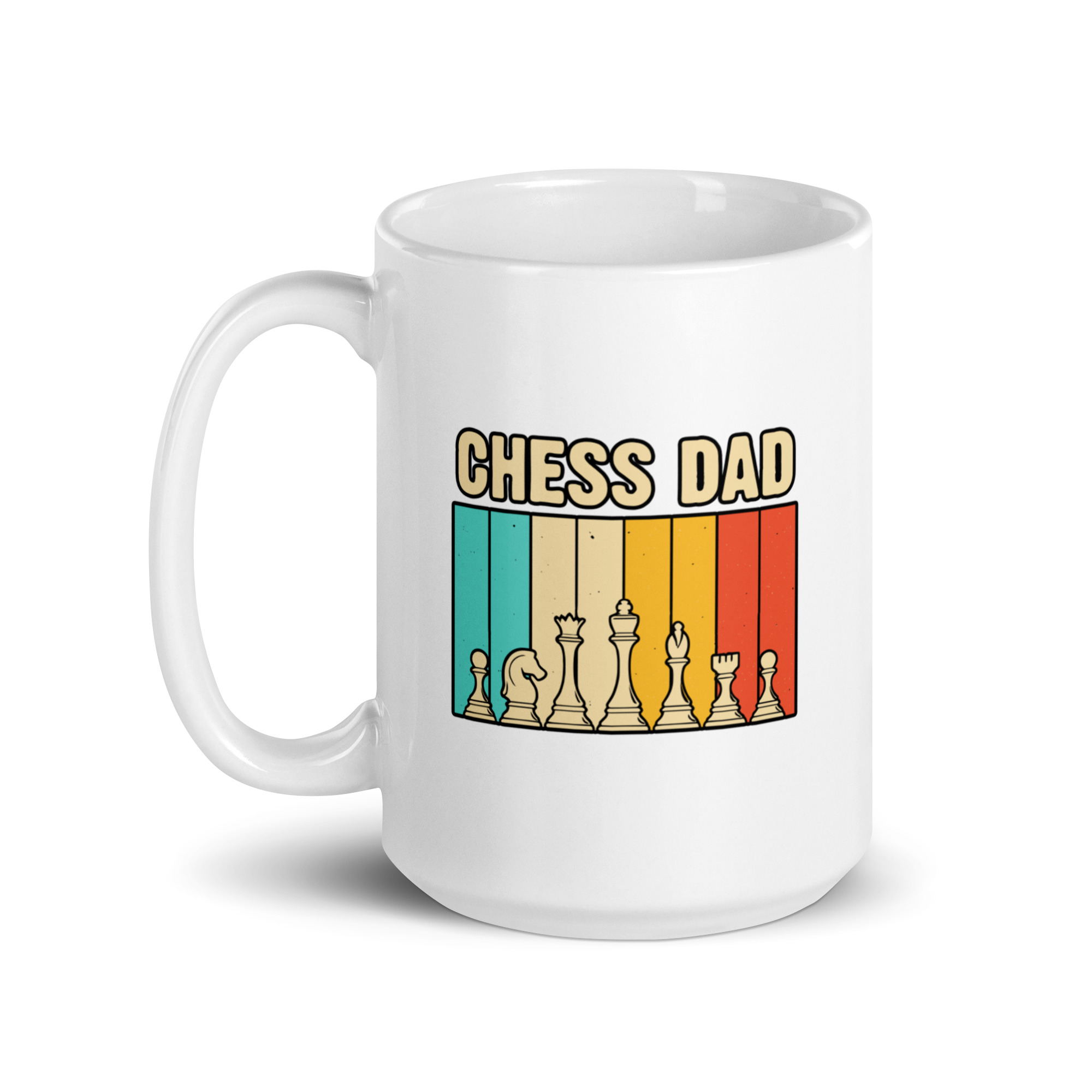 white-glossy-mug-white-15-oz-handle-on-left-68f6276f33e1e.jpg Chess Dad mug with colorful chess pieces design.