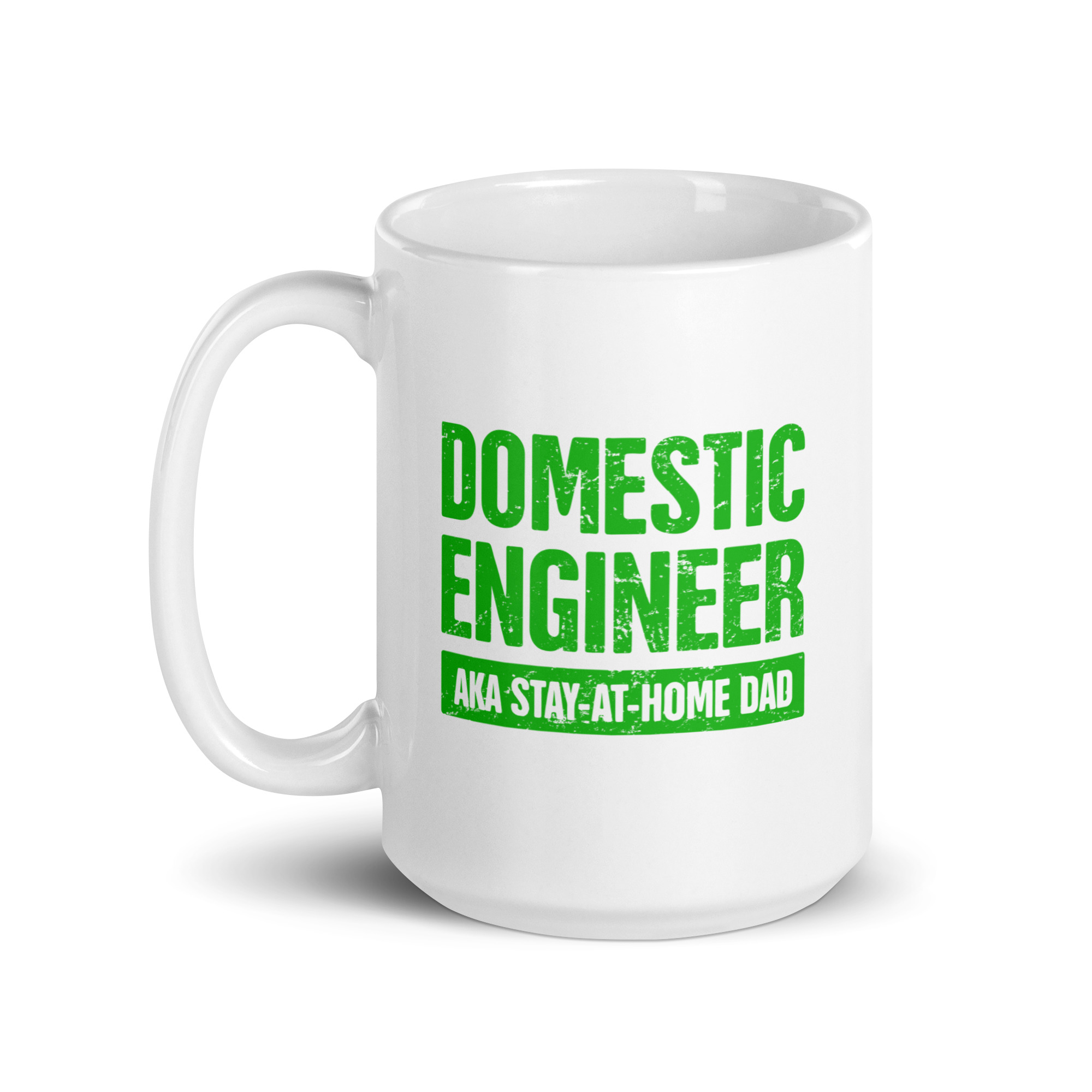 white-glossy-mug-white-15-oz-handle-on-left-68f71e66adfbd.jpg Mug with 'Domestic Engineer' text in green.