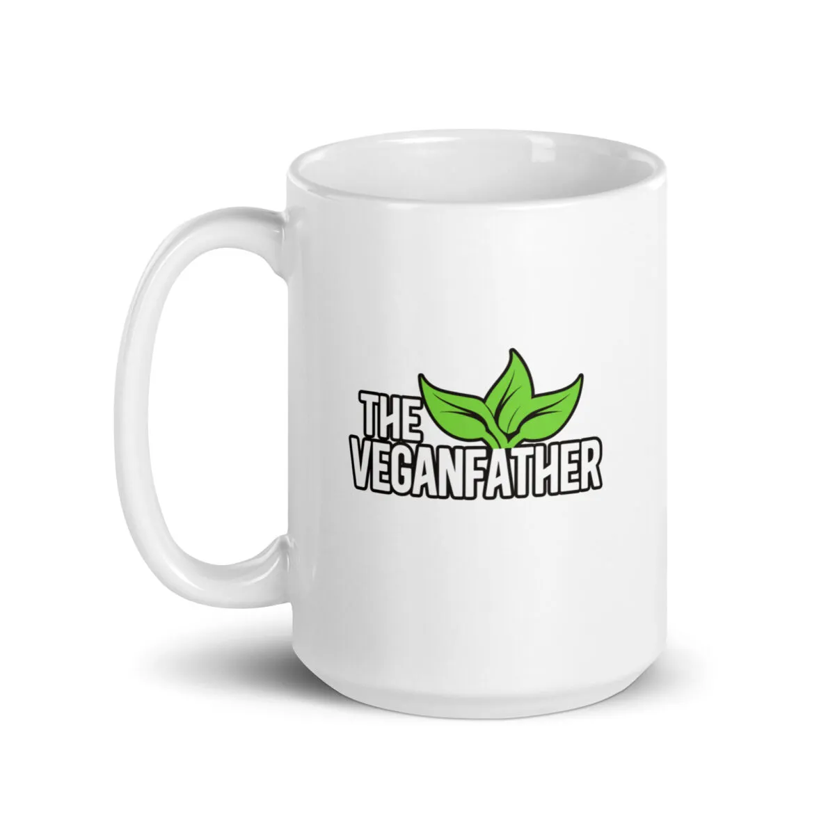 White mug with The Veganfather design