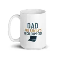 Dad tech support coffee mug with laptop graphic.