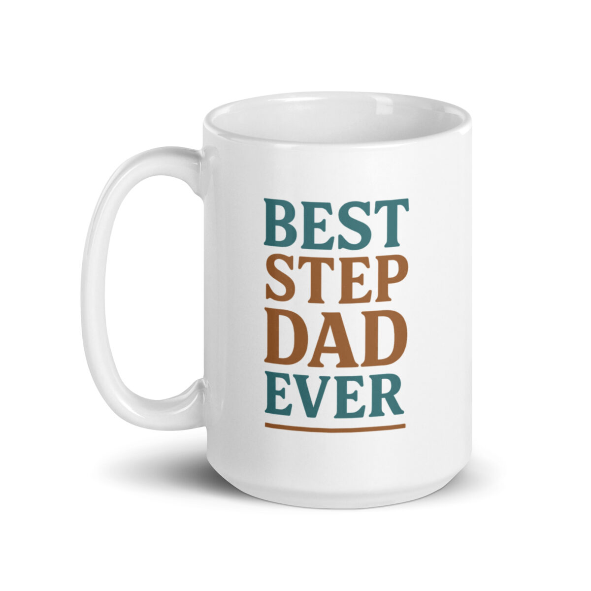 White mug with 'Best Step Dad Ever' text.