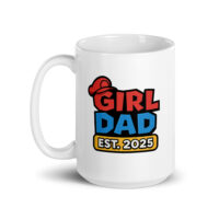 Girl Dad mug with red and blue text