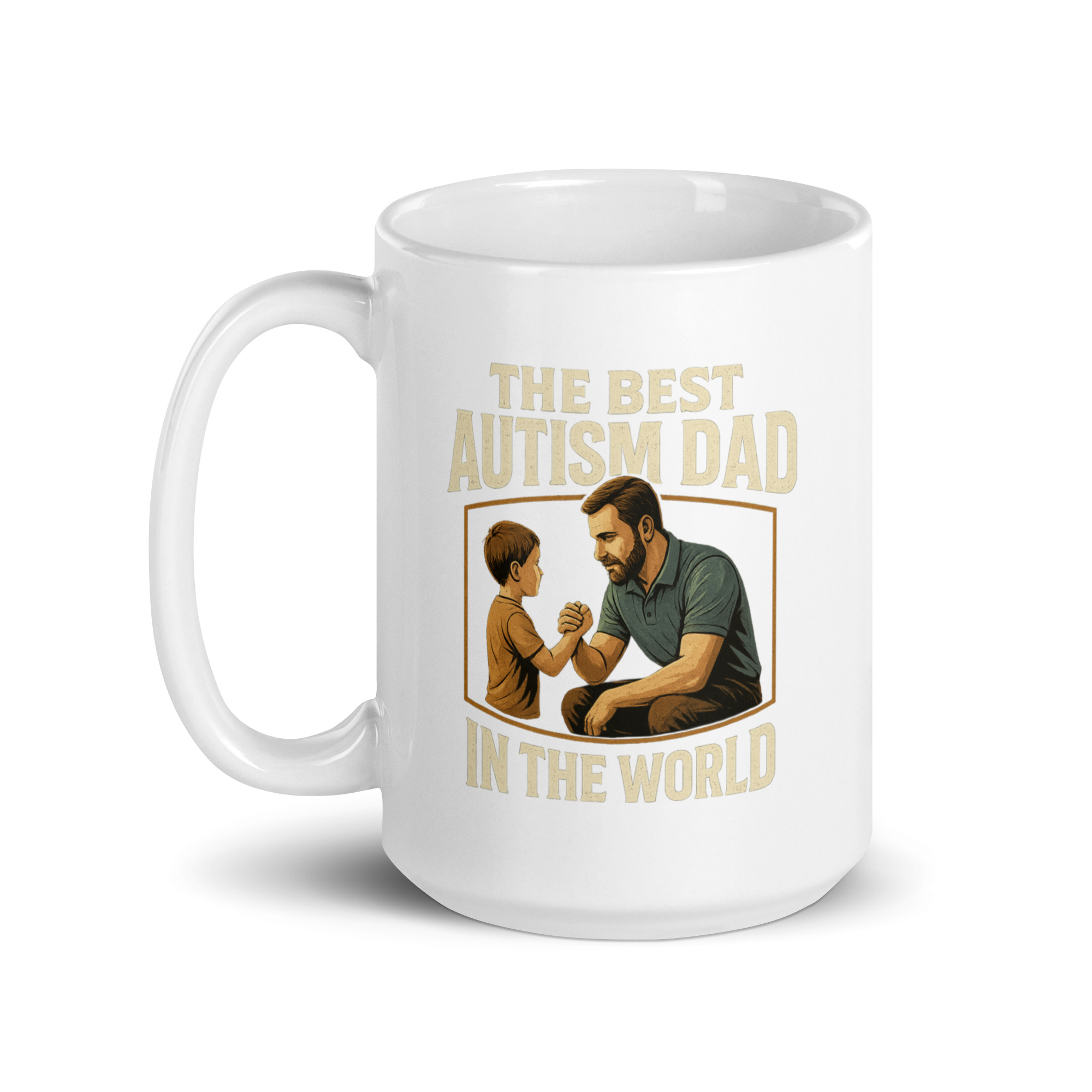 white-glossy-mug-white-15-oz-handle-on-left-68f87451695cb.jpg Mug with 'The Best Autism Dad' design.