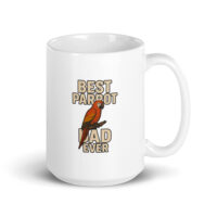 White mug with 'Best Parrot Dad Ever' text
