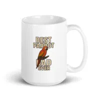 White mug with 'Best Parrot Dad Ever' text