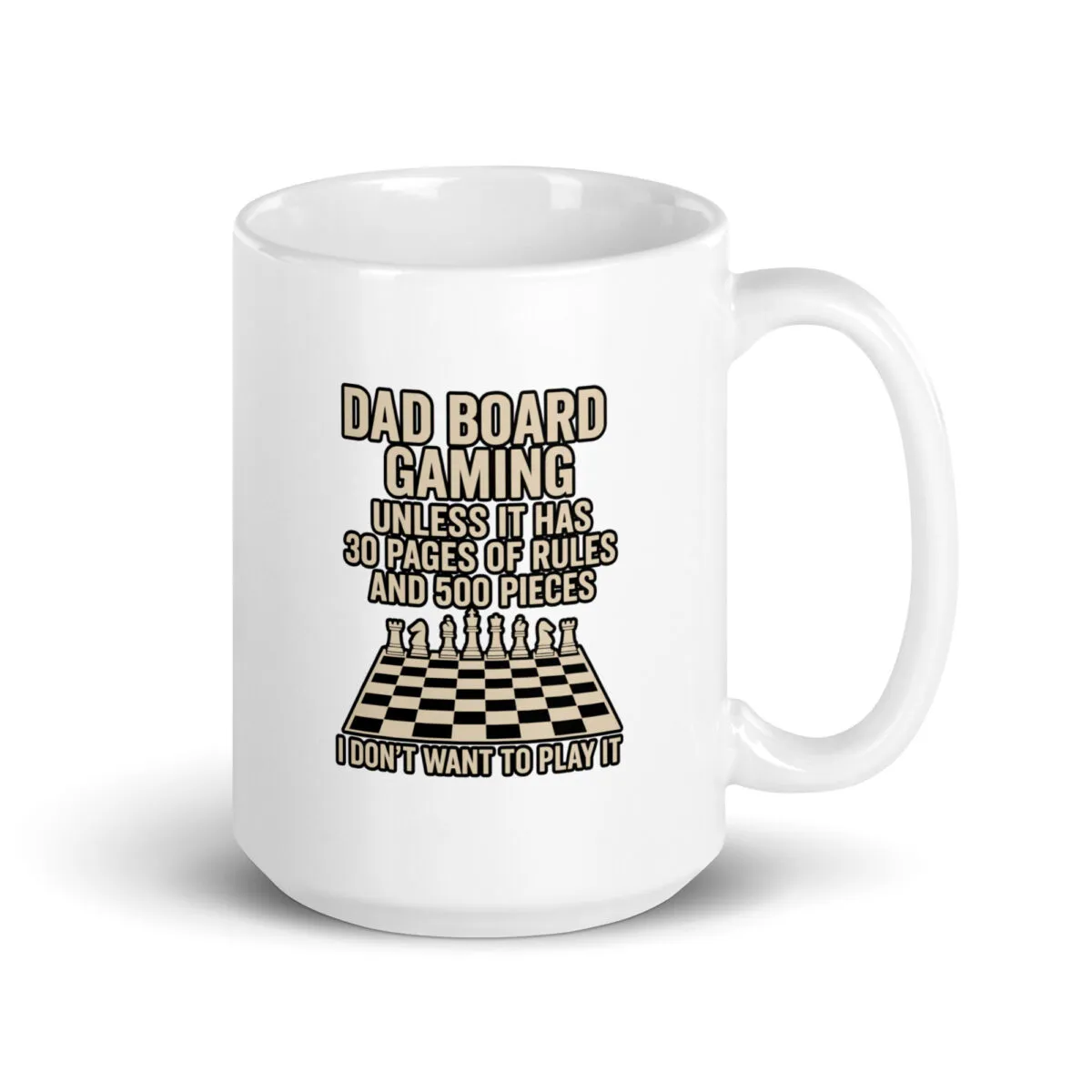 Humorous mug about complex board gaming.