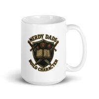 White mug with nerdy dads design.