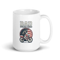 Dad cycling squad mug with American flag.