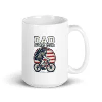 Dad cycling squad mug with American flag.