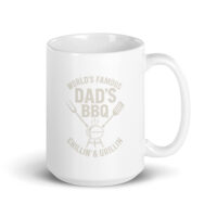 White mug with Dad's BBQ design.