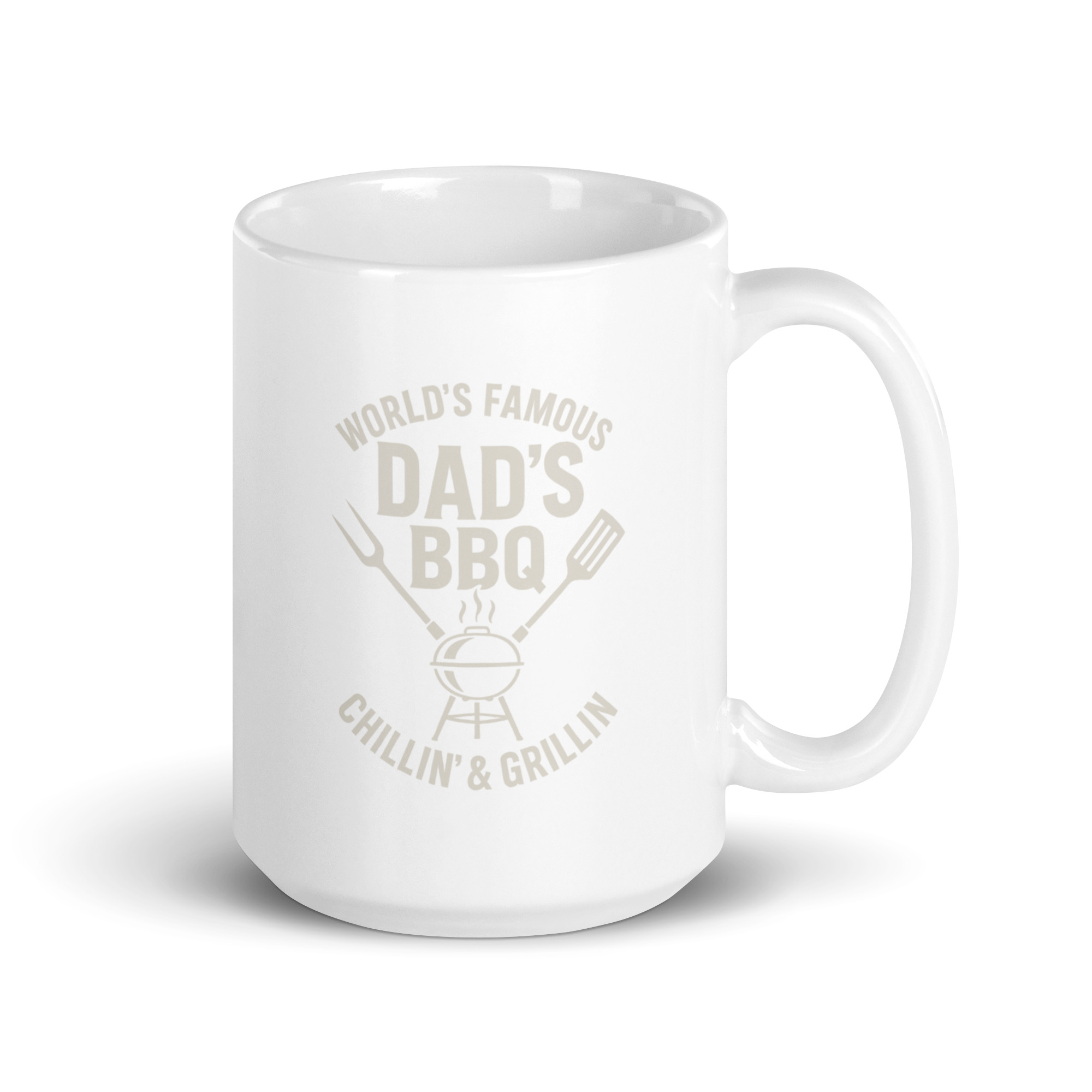 white-glossy-mug-white-15-oz-handle-on-right-68f1cb774eaa1.jpg White mug with Dad's BBQ design.