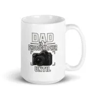 Mug with camera and photographer dad humor text