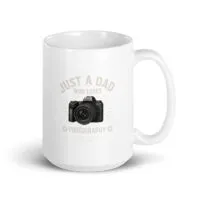 White mug with camera and dad photography quote