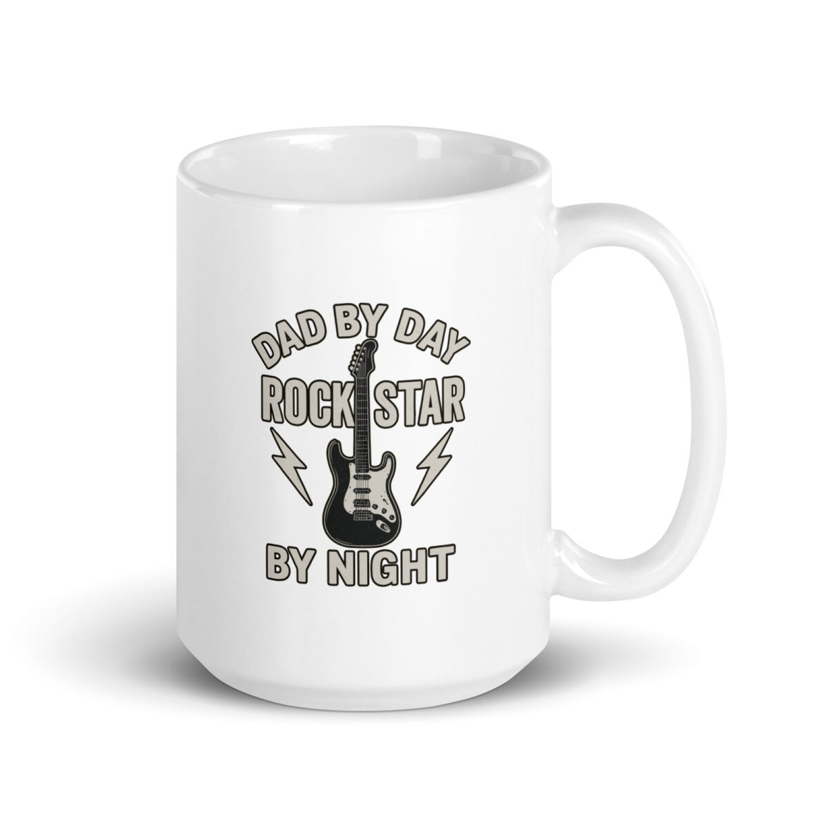 White mug with guitar and rockstar quote