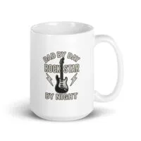 White mug with guitar and rockstar quote