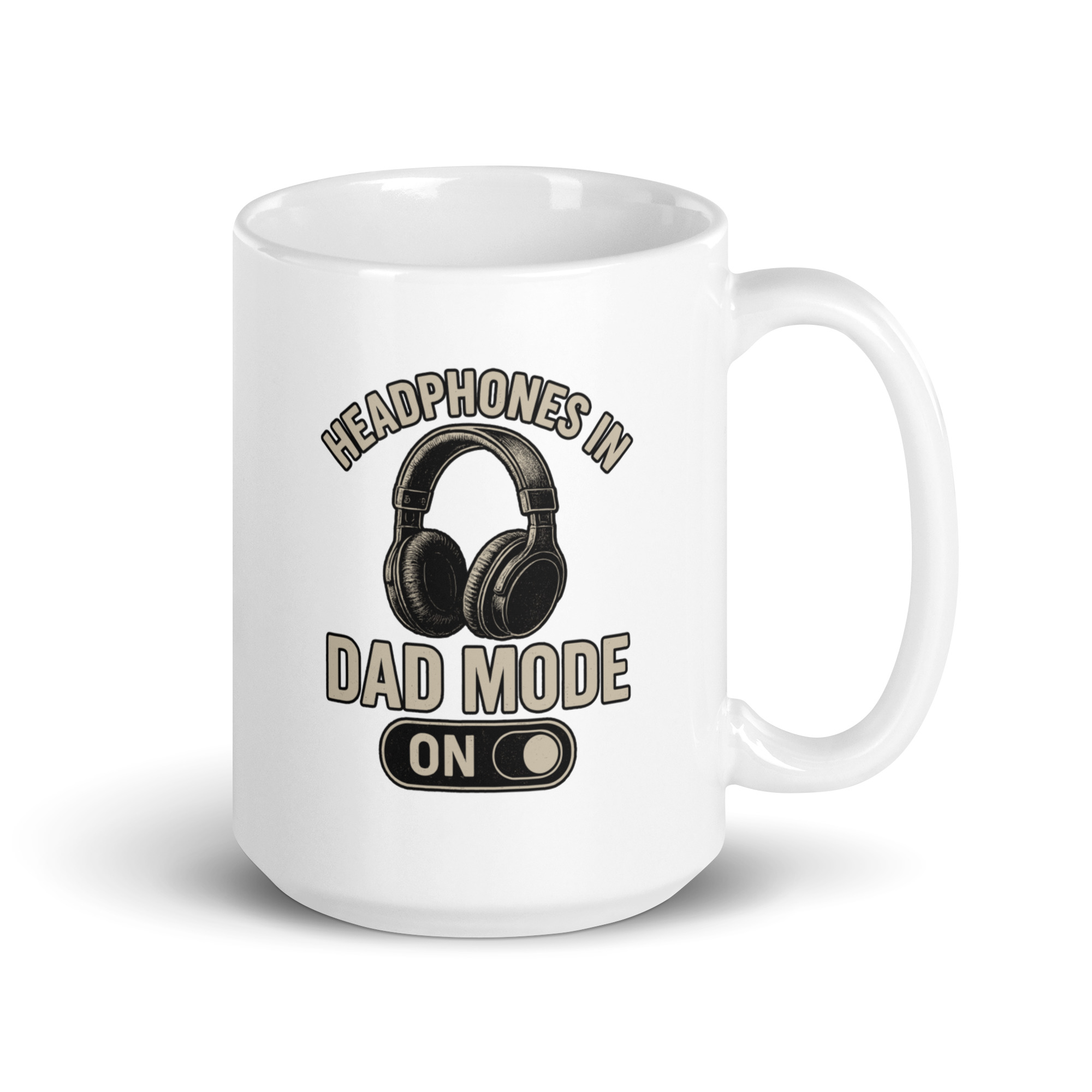 white-glossy-mug-white-15-oz-handle-on-right-68f1e1196c489.jpg Headphones In, Dad Mode On Ceramic Mug - Image 4