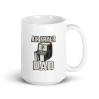 White mug with air fryer dad graphic