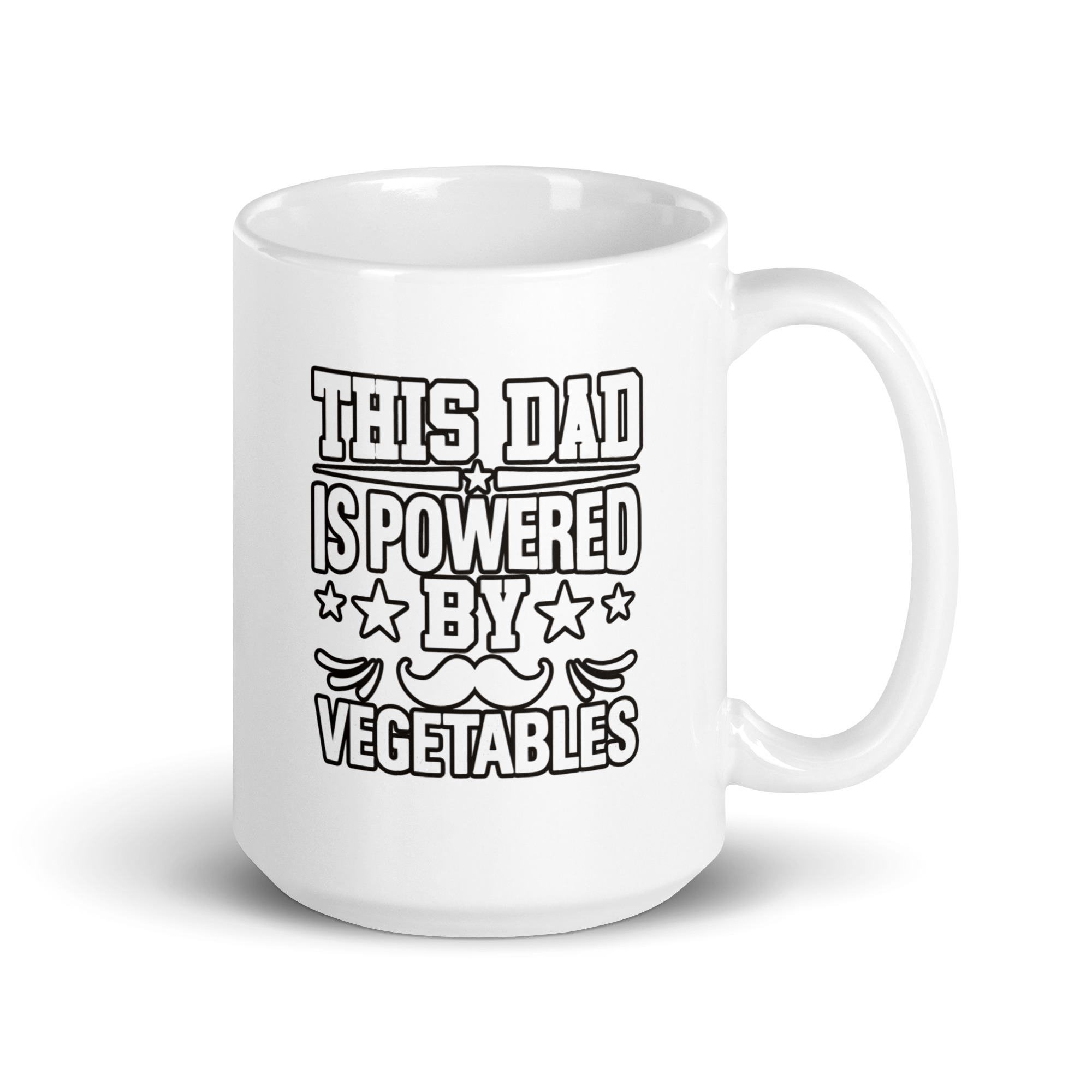 white-glossy-mug-white-15-oz-handle-on-right-68f7258e6fd35.jpg Mug with 'Dad Powered by Vegetables' slogan