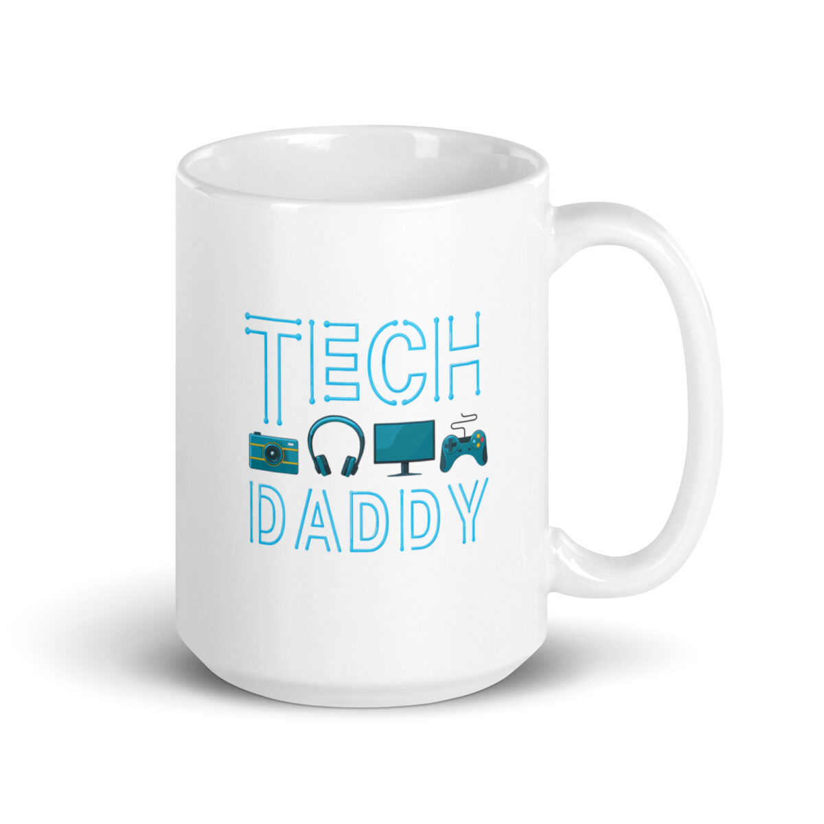 White mug with 'Tech Daddy' design