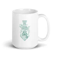 White mug with circuitry tie design, Best Dad.