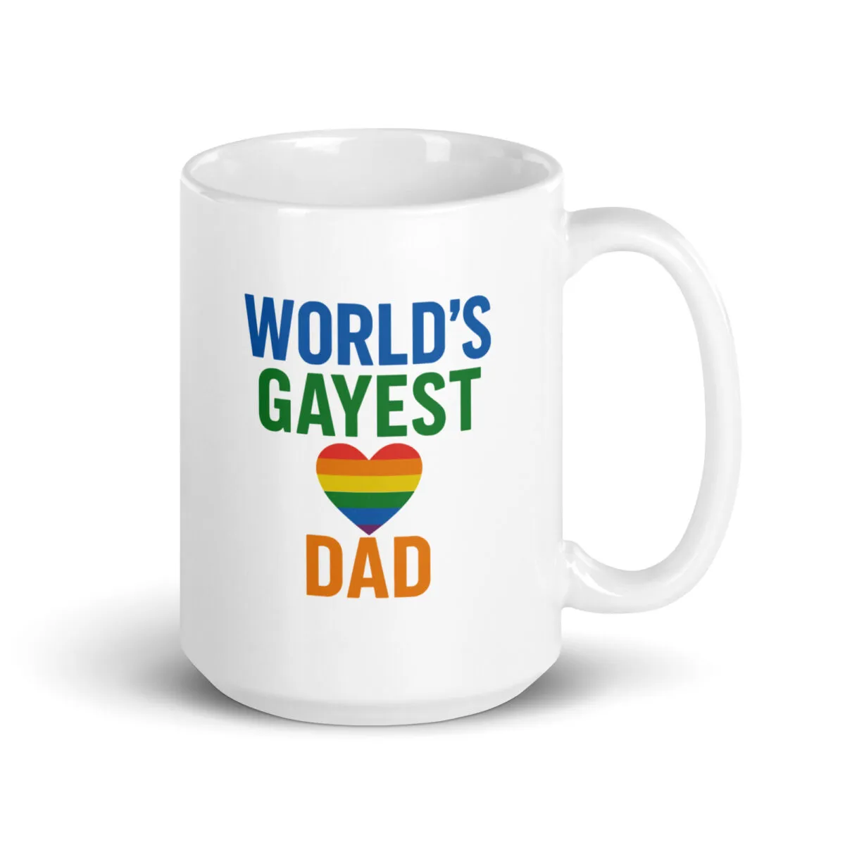 Mug with 'World's Gayest Dad' rainbow design