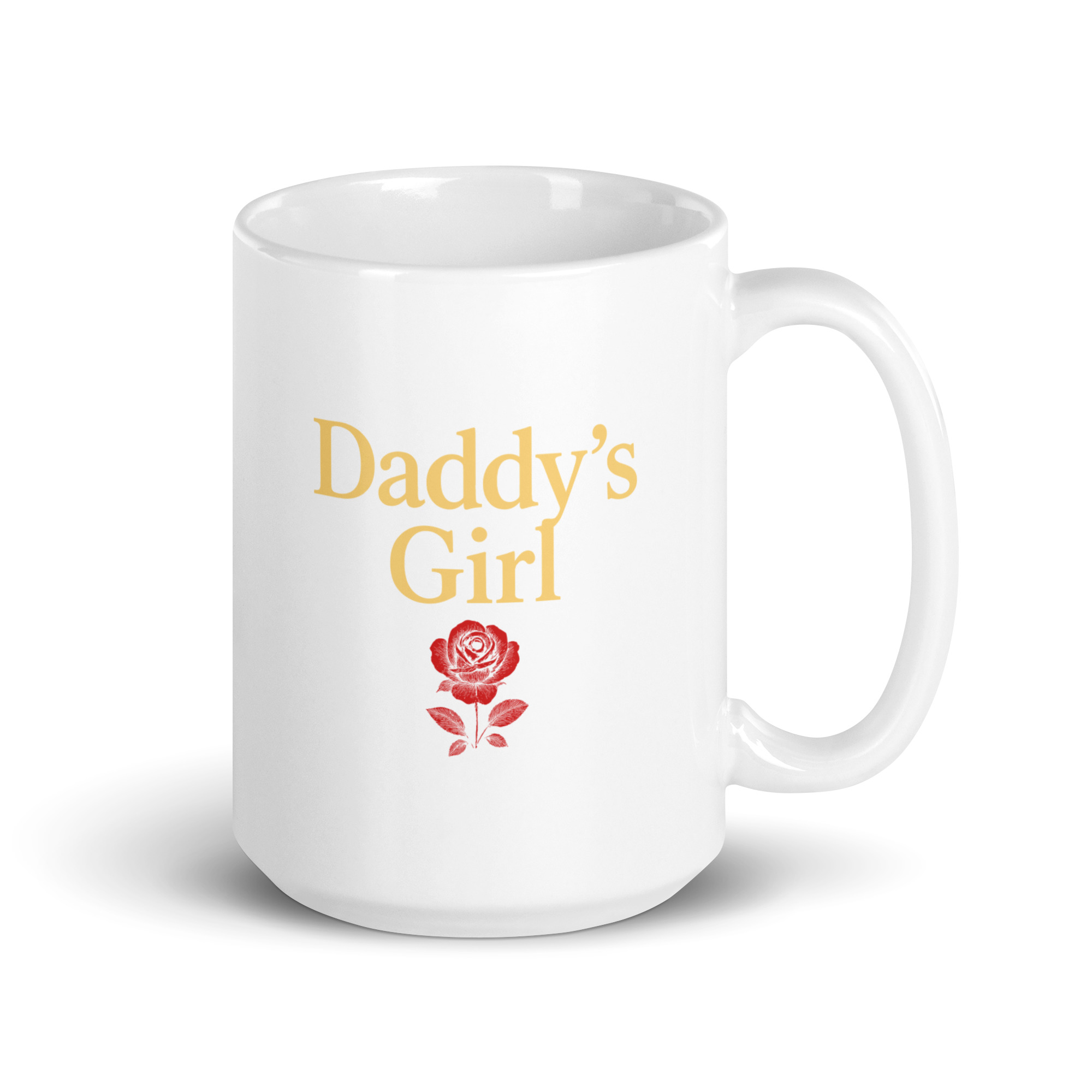 white-glossy-mug-white-15-oz-handle-on-right-68f8421ad435e.jpg White mug with 'Daddy's Girl' and rose design.