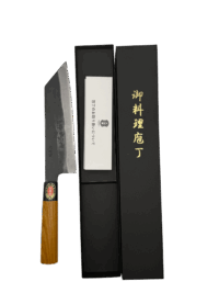 Japanese chef knife with wooden handle and box