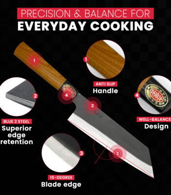 Precision kitchen knife with anti-slip handle, sharp blade.