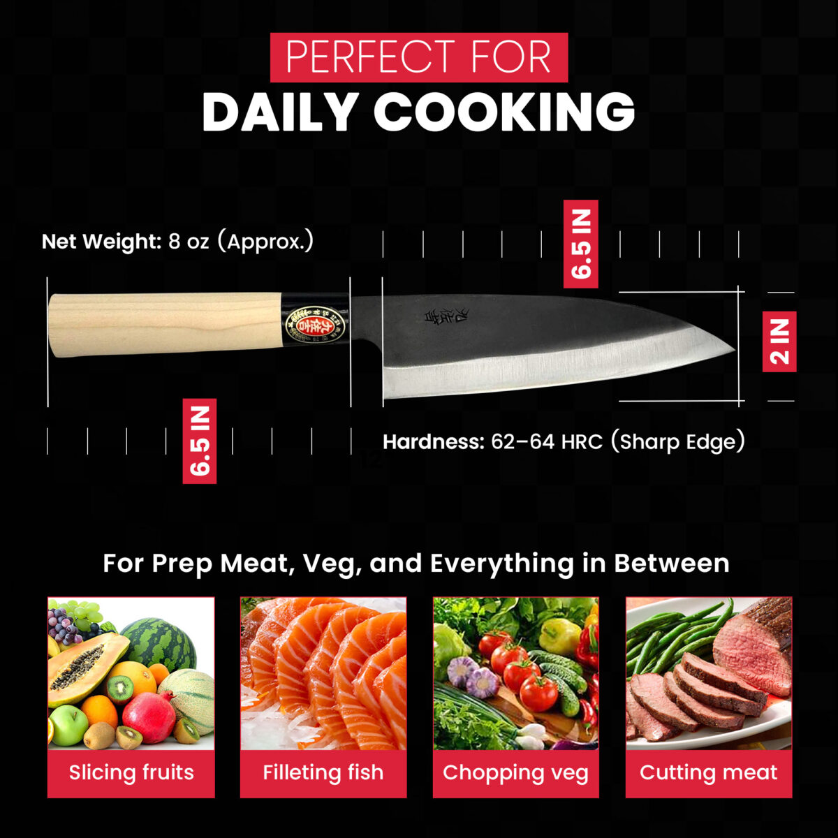 Versatile kitchen knife for daily cooking needs.