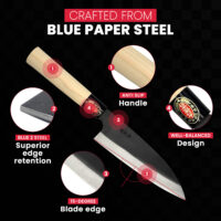 Knife made from blue paper steel with superior design.