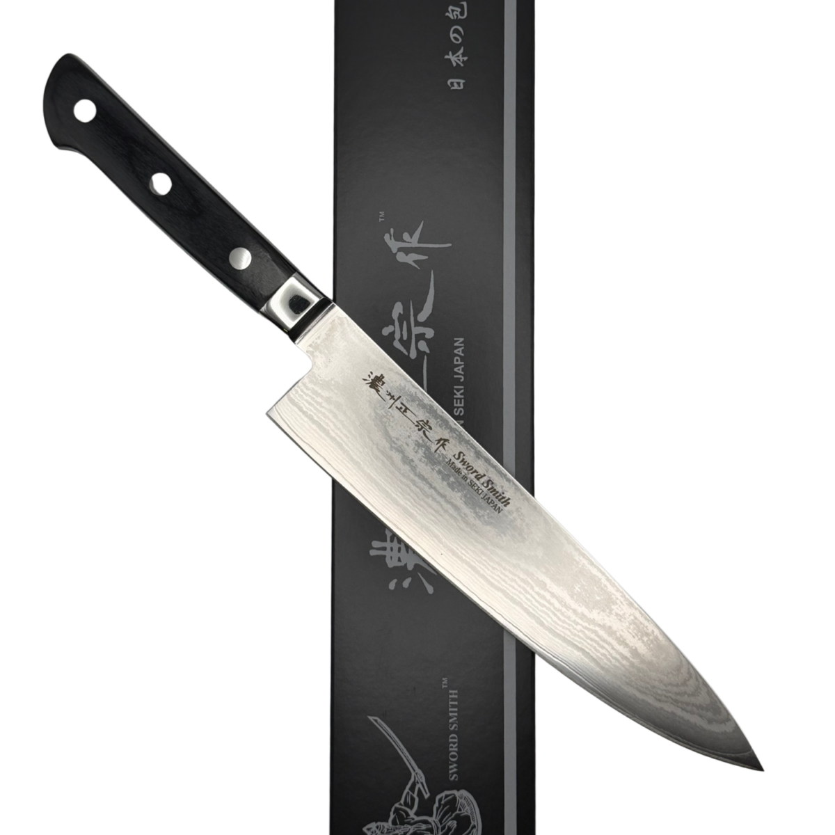 Japanese chef knife with black handle