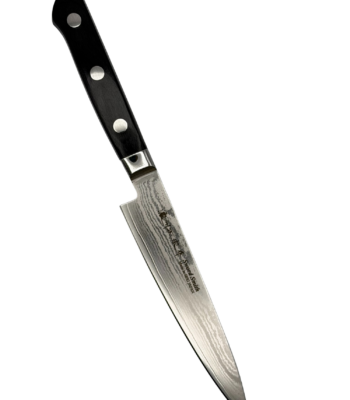 Stainless steel chef knife with black handle