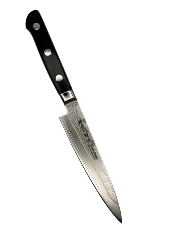 Stainless steel chef knife with black handle