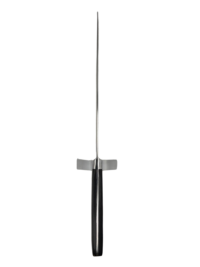 Knife with black handle and cross-guard