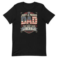 Black T-shirt with patriotic political dad slogan