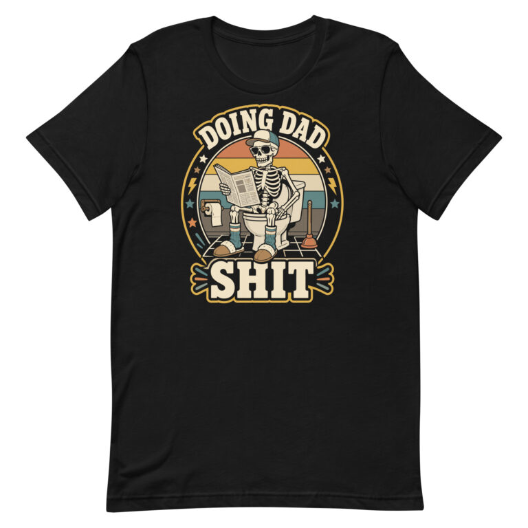Funny skeleton dad bathroom graphic T-shirt design