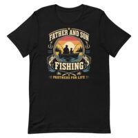 Father and son fishing sunset T-shirt design