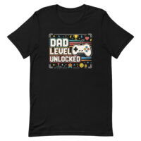 Black T-shirt with Dad Level Unlocked design