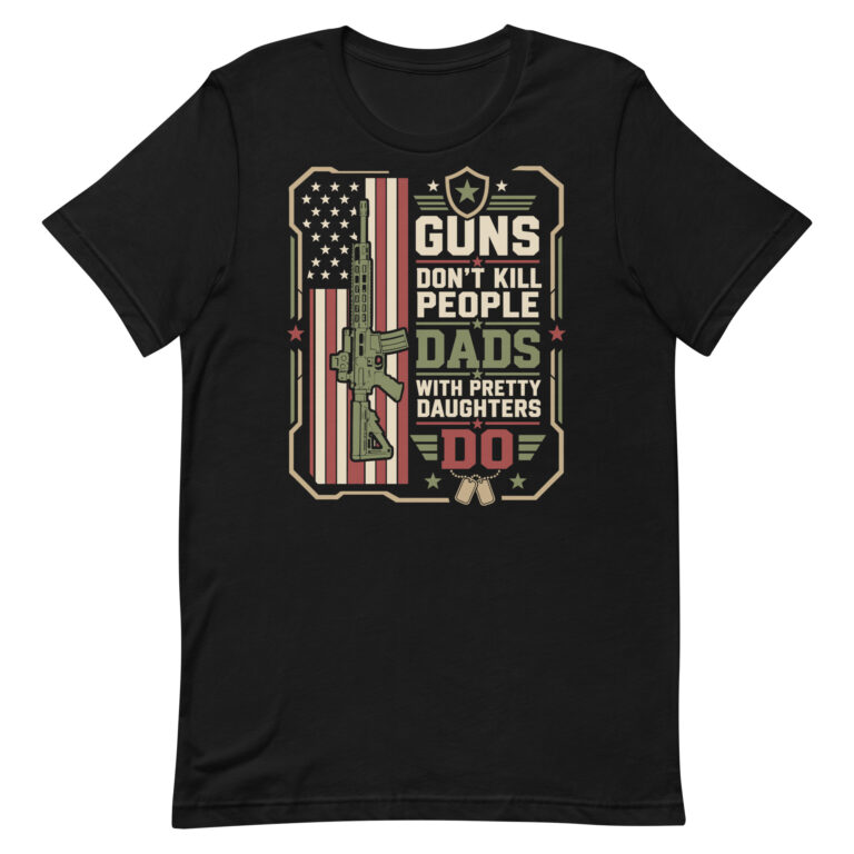 Black T-shirt with rifle and patriotic slogan