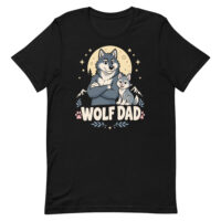 Cartoon wolf dad and pup T-shirt design